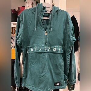 Teal Welcome Half-Zip Hoodie anorak
